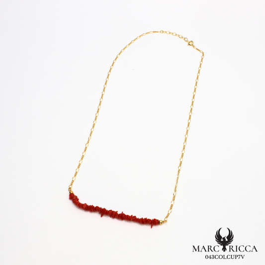 Collier chaine en argent et corail chips