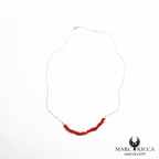 Collier chaine en argent et corail chips