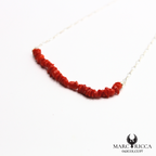 Collier chaine en argent et corail chips