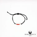 Bracelet cordon avec épingle et perles de corail en argent