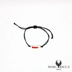 Bracelet cordon avec épingle et perles de corail en argent