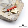 Broche Vermeil Corail Perle, Tétine, Cœur & Trèfle