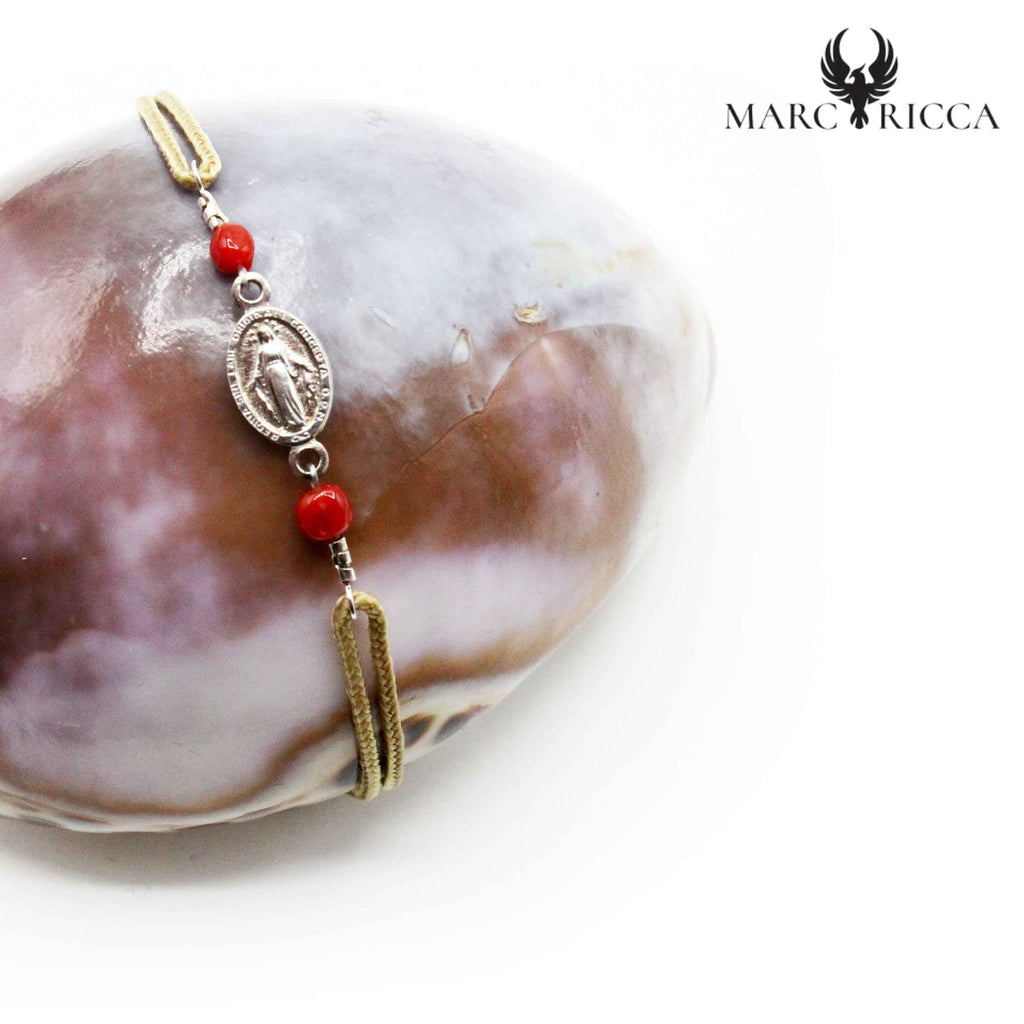 Bracelet Argent Cordon Miraculeuse & Corail