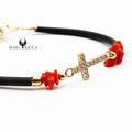 Bracelet Vermeil Croix & Corail