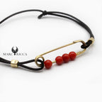 Bracelet Argent Cordon Corail Perles Broche