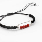 Bracelet Argent Cordon Corail Perles Broche