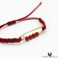 Bracelet Argent Cordon Corail Perles Broche