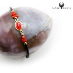 Bracelet Argent Couleur Miraculeuse & Corail Caoutchouc