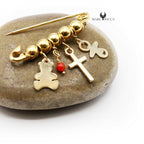 Broche Vermeil Corail Perle, Nounours, Croix & Tétine