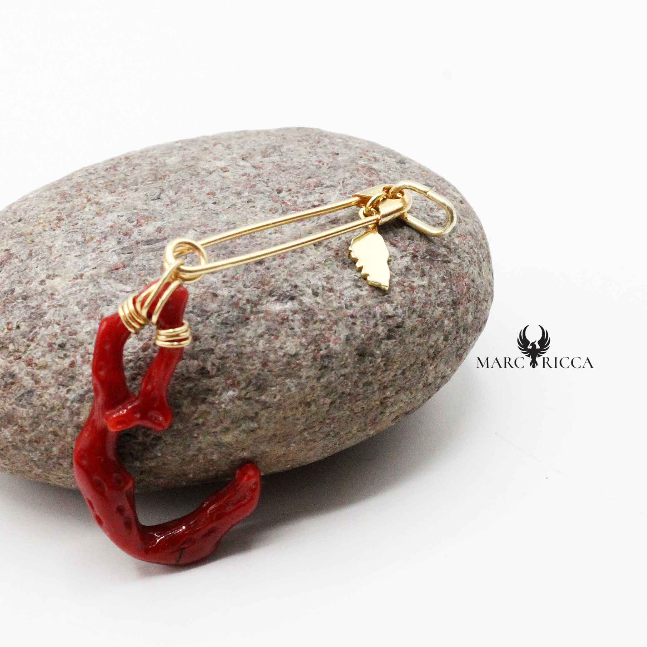 Pendentif Vermeil Corail Branche & Corse Broche