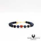Bracelet perles lapis lazuli et corail en vermeil