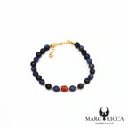 Bracelet perles lapis lazuli et corail en vermeil