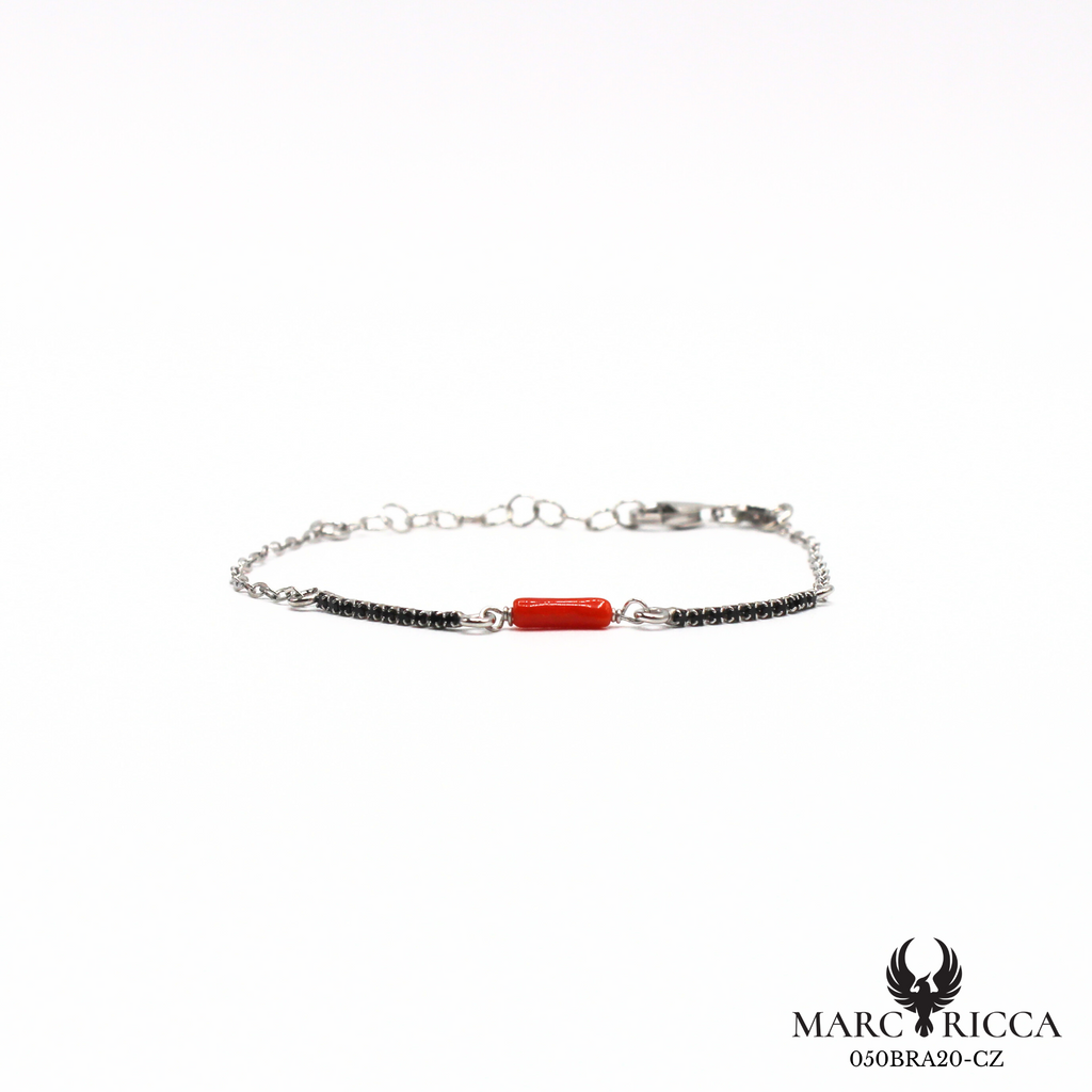 Bracelet en Argent ou Vermeil avec cristaux de Swarovski et corail