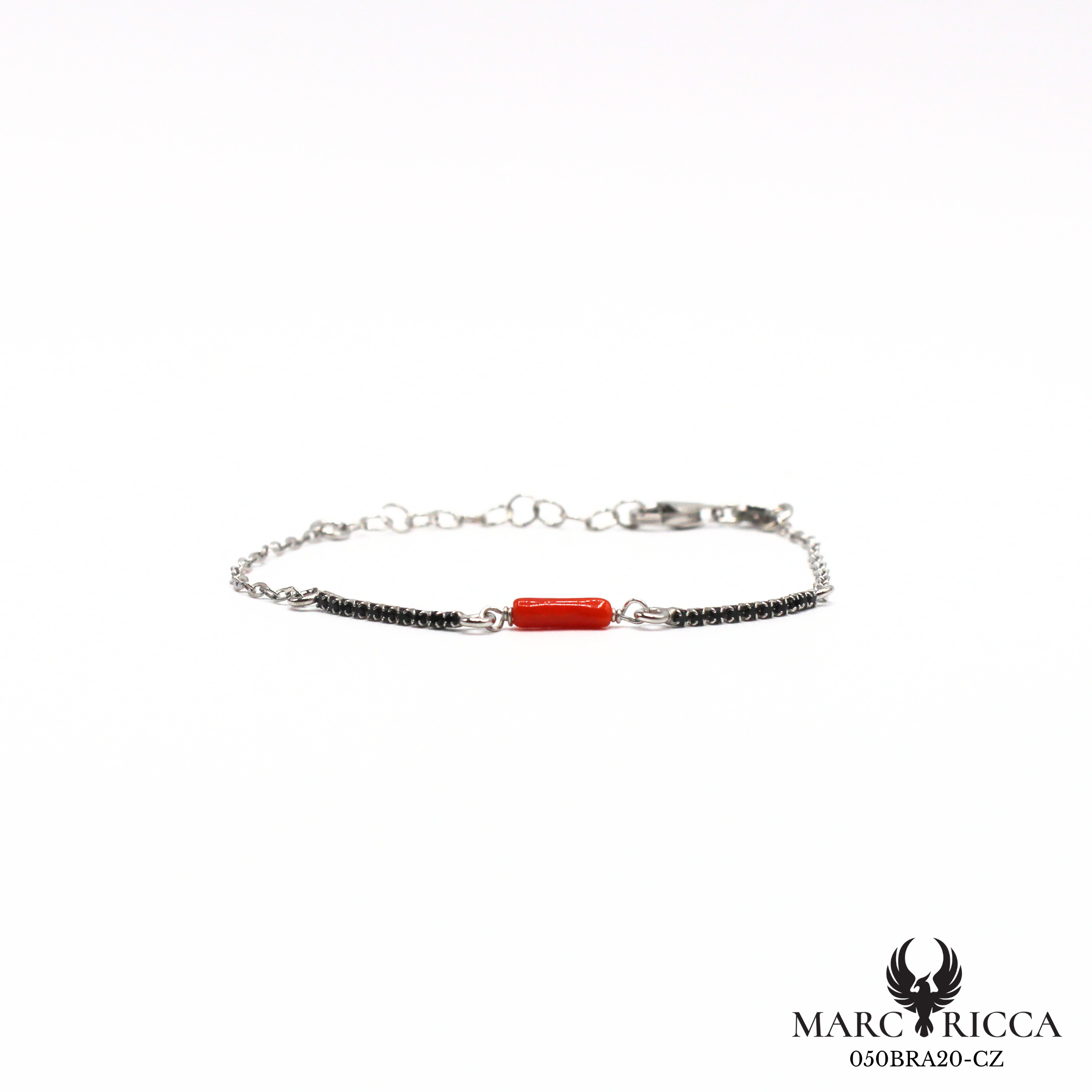 Bracelet en Argent ou Vermeil avec cristaux de Swarovski et corail