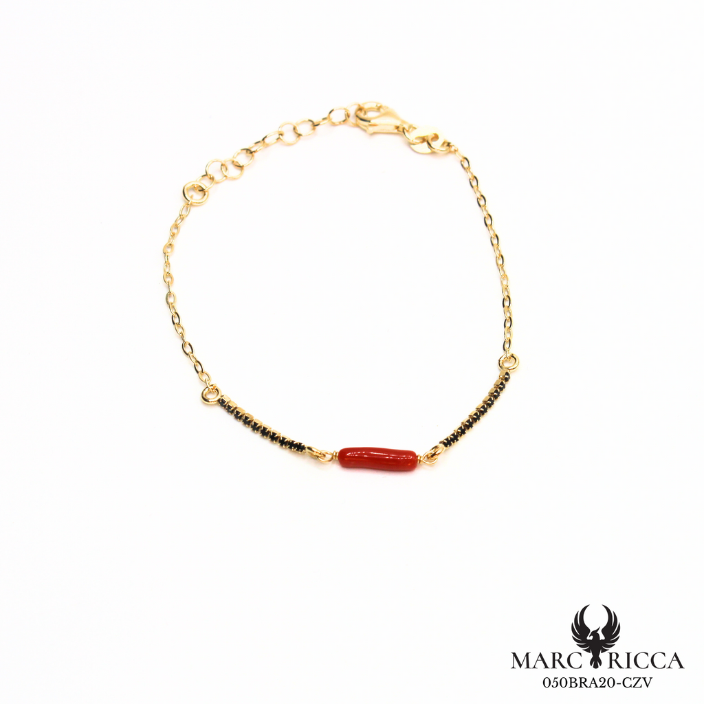 Bracelet en Argent ou Vermeil avec cristaux de Swarovski et corail