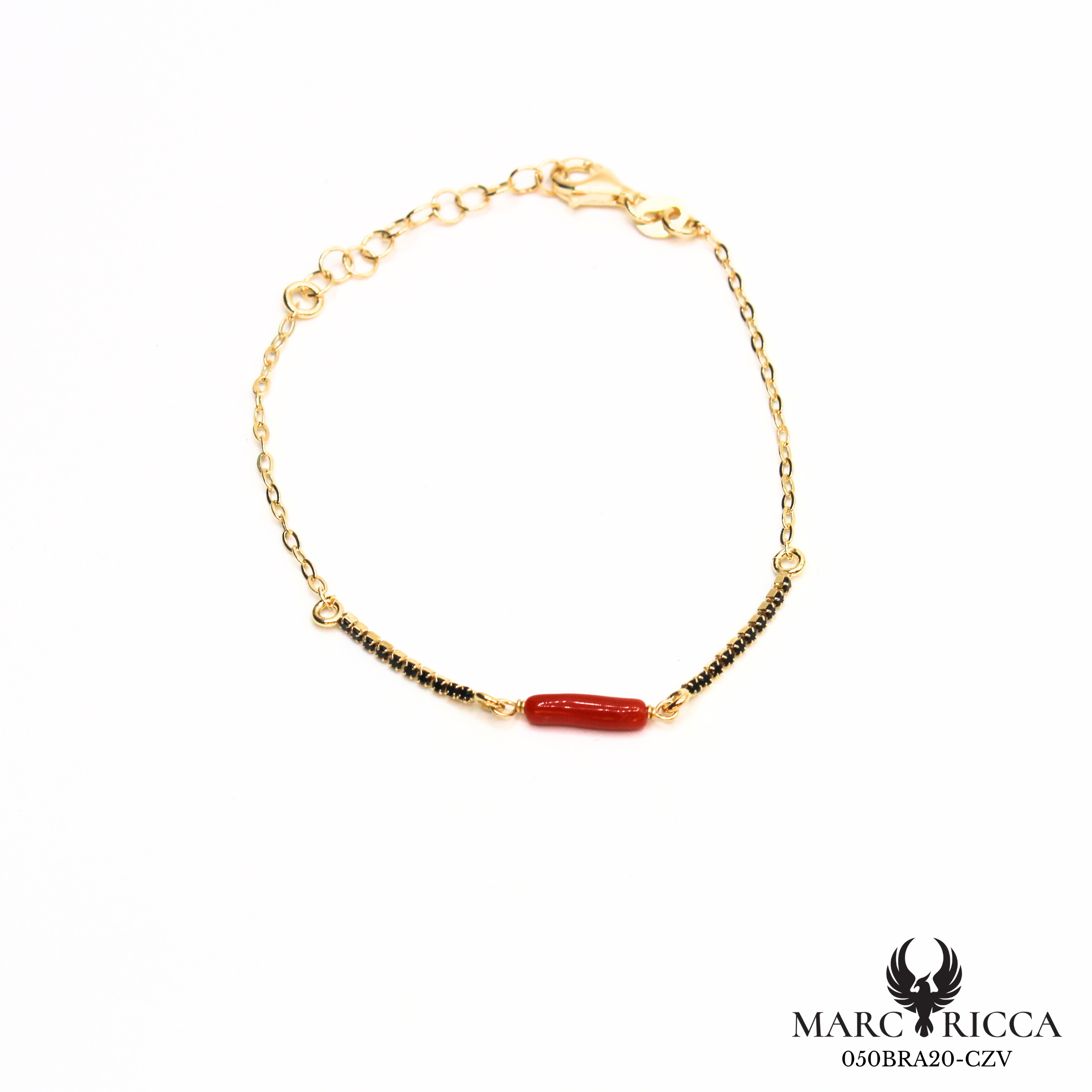 Bracelet en Argent ou Vermeil avec cristaux de Swarovski et corail