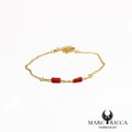 Bracelet chaîne en vermeil avec tubes de corail