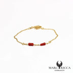Bracelet chaîne en vermeil avec tubes de corail