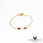Bracelet chaîne en vermeil avec tubes de corail
