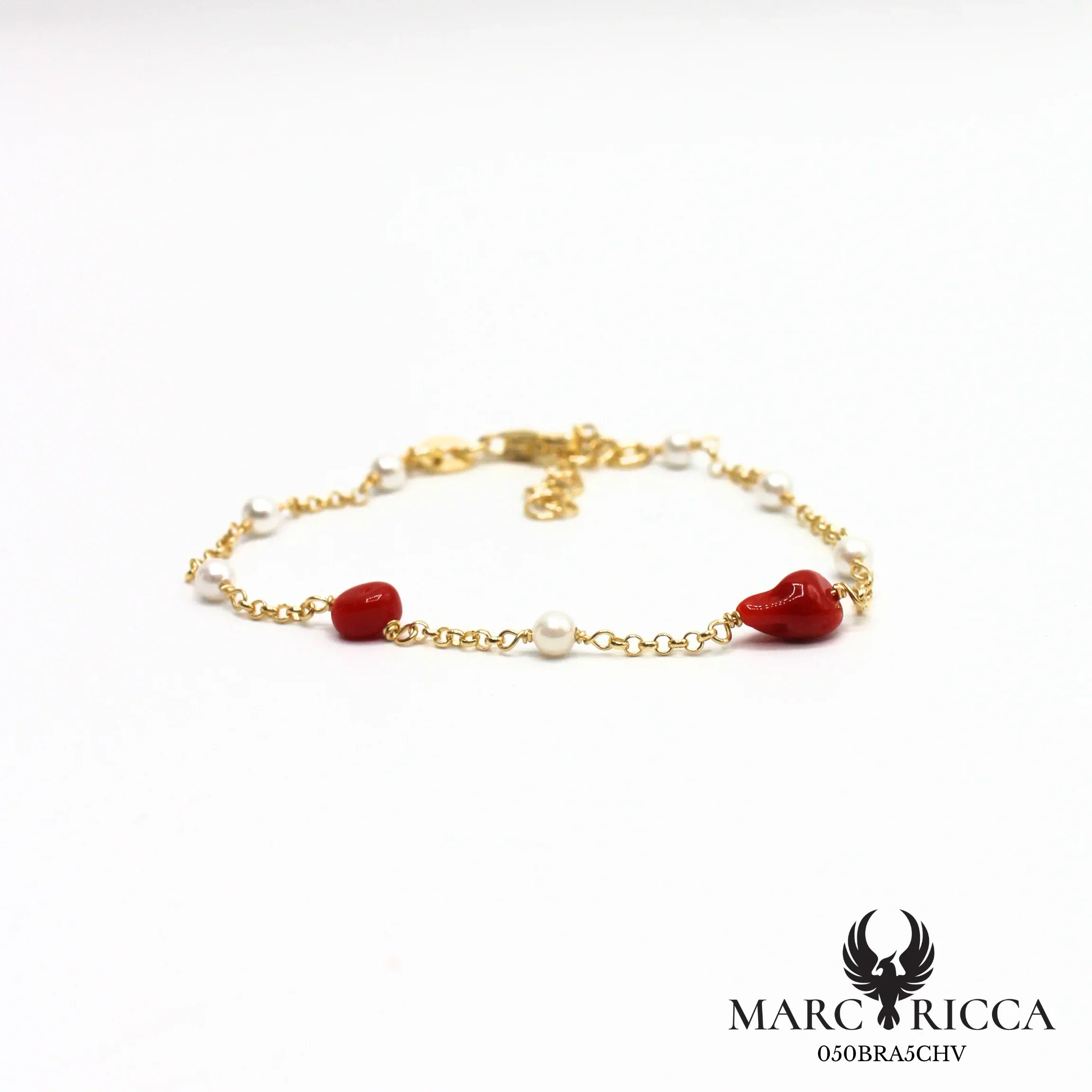 Bracelet vermeil corail et perles nacrées