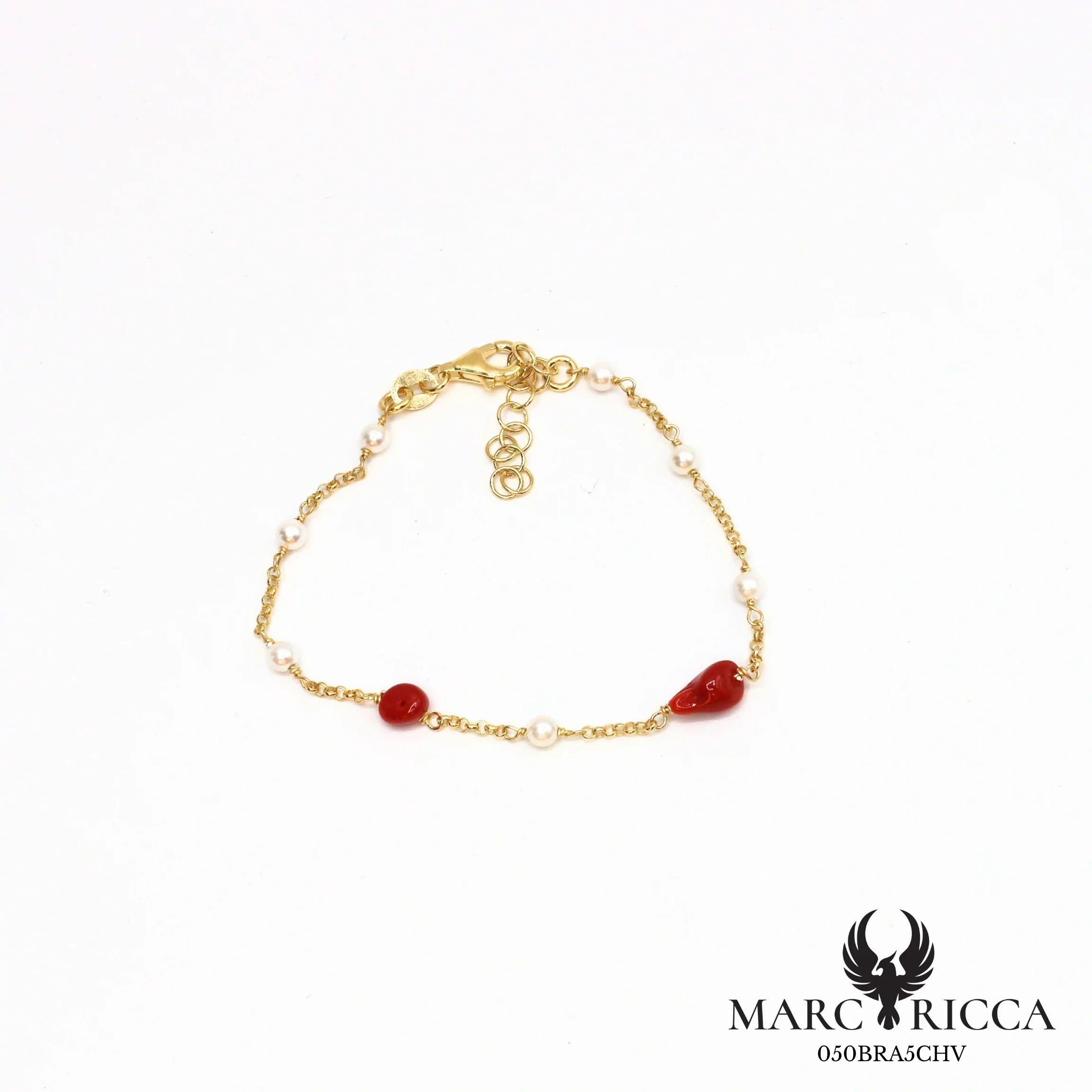 Bracelet vermeil corail et perles nacrées