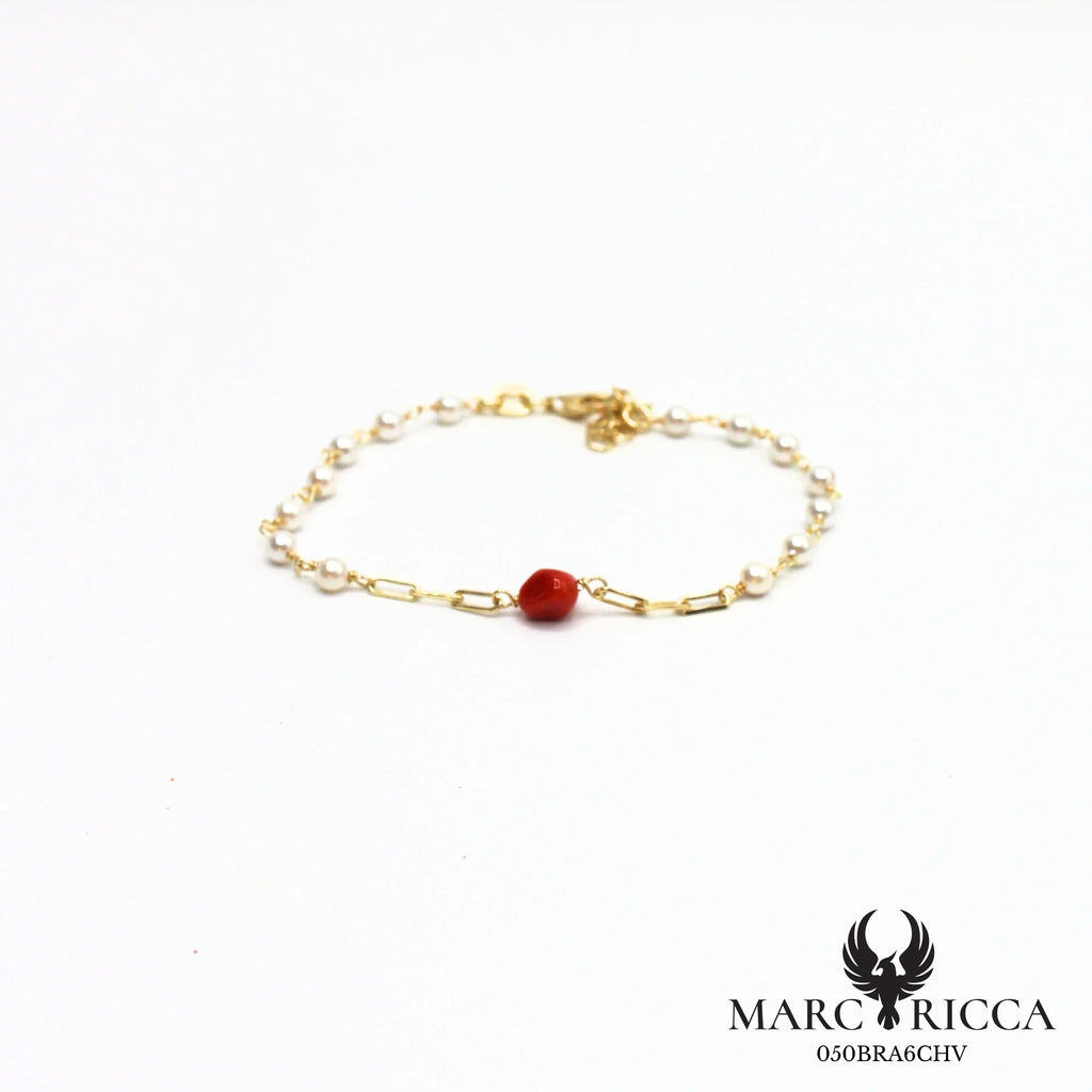 Bracelet vermeil perles nacré et corail