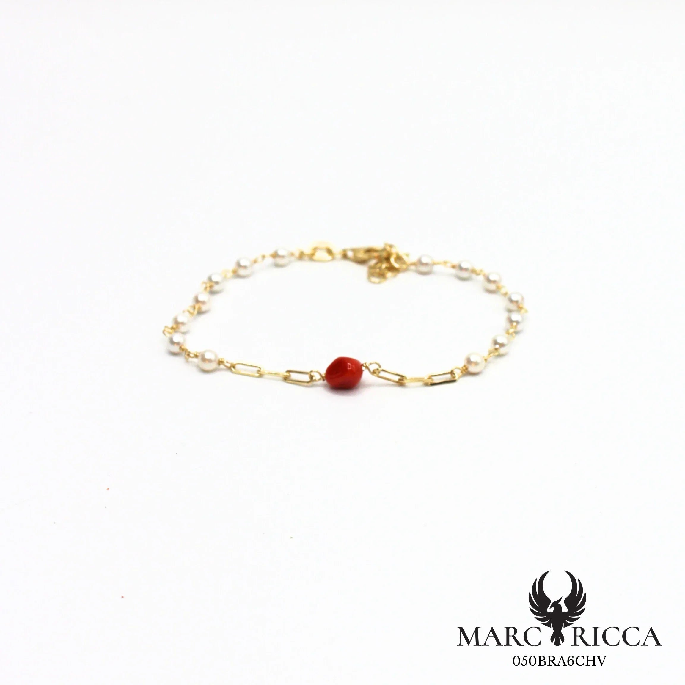 Bracelet vermeil perles nacré et corail