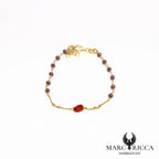 Bracelet chaîne en vermeil avec cristal et corail