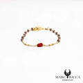 Bracelet chaîne en vermeil avec cristal et corail