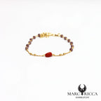 Bracelet chaîne en vermeil avec cristal et corail