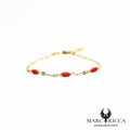 Bracelet chaîne avec corail en grains de riz