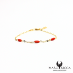 Bracelet chaîne avec corail en grains de riz