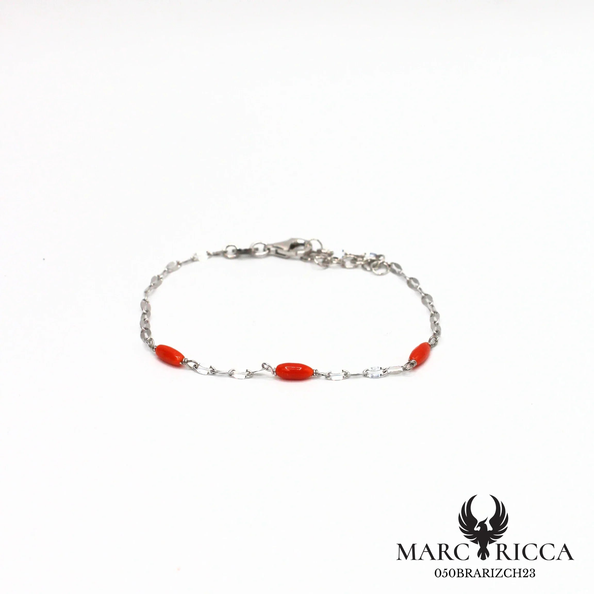 Bracelet chaîne avec corail en grains de riz