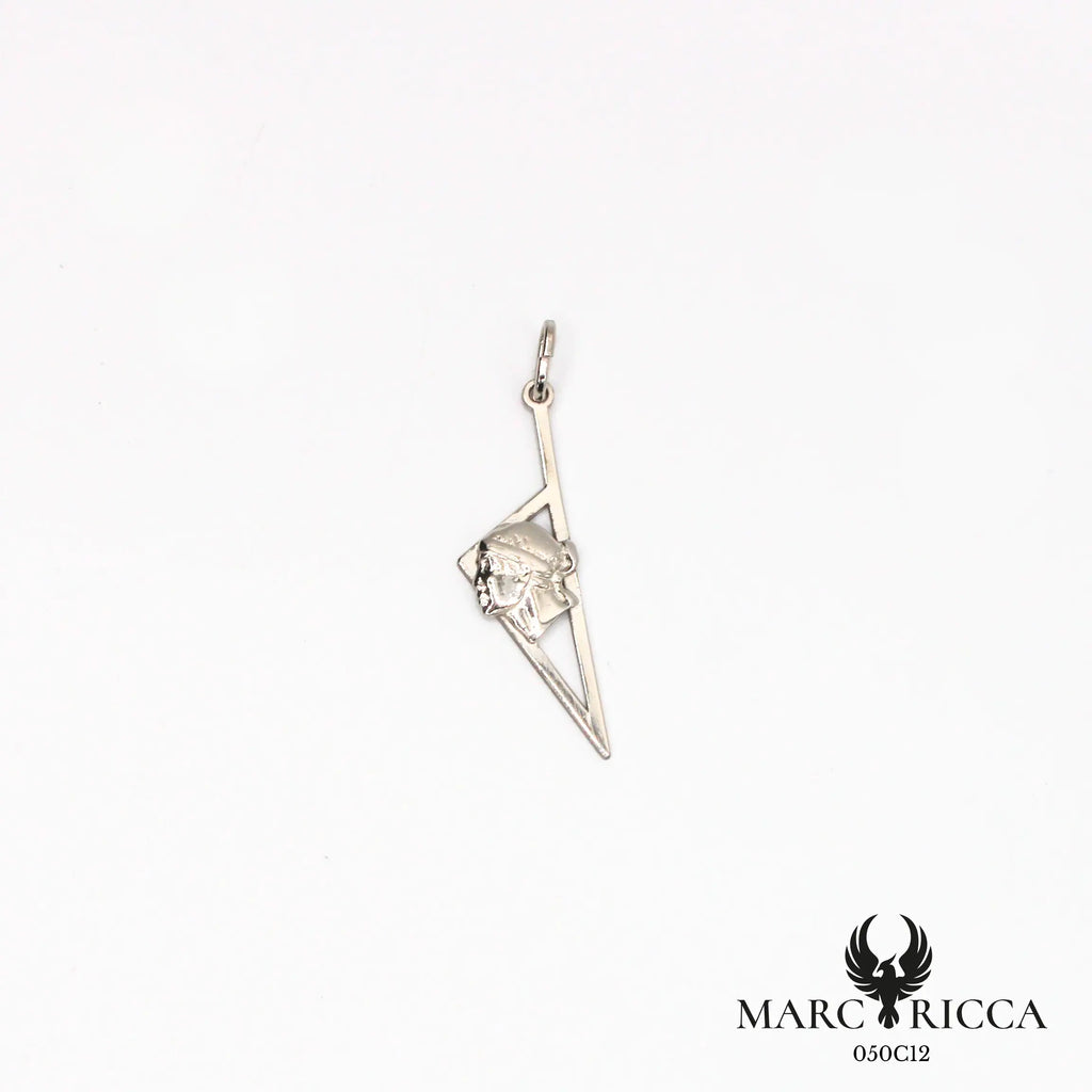 Pendentif corse stylisée avec tête de maure en argent ou vermeil
