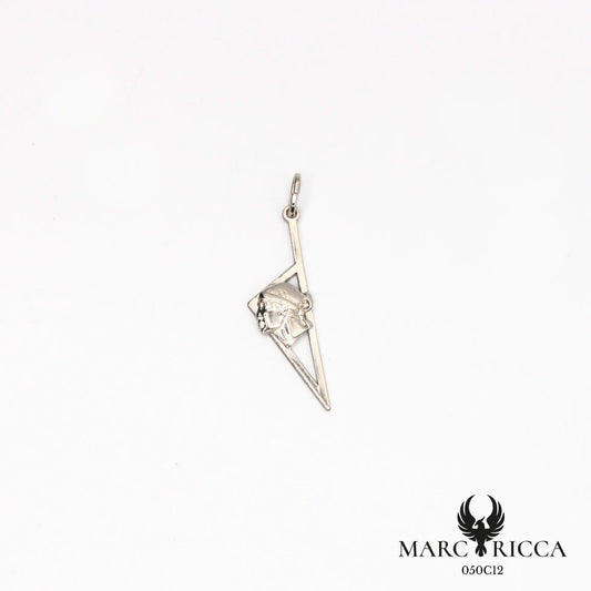 Pendentif corse stylisée avec tête de maure en argent ou vermeil