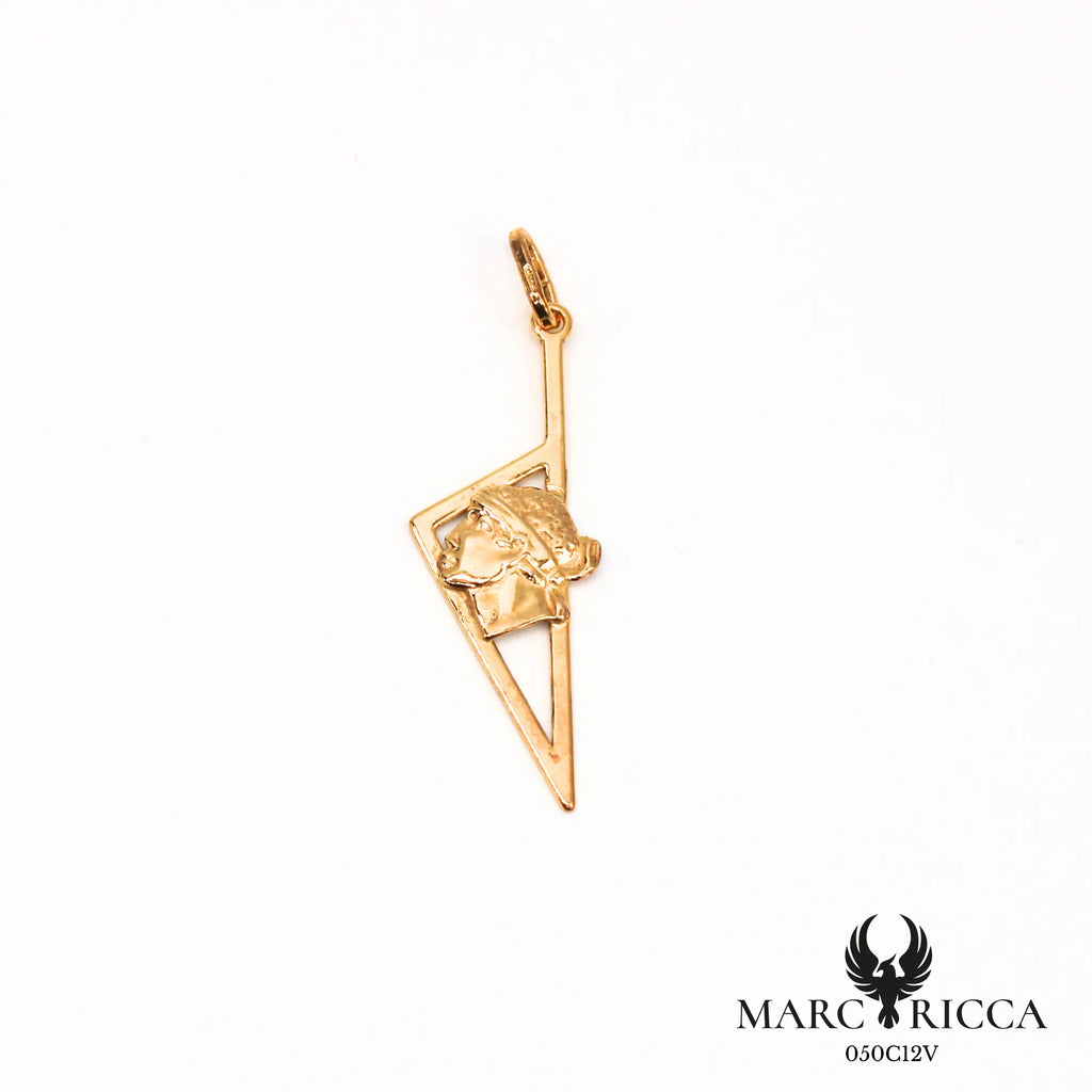 Pendentif corse stylisée avec tête de maure en argent ou vermeil