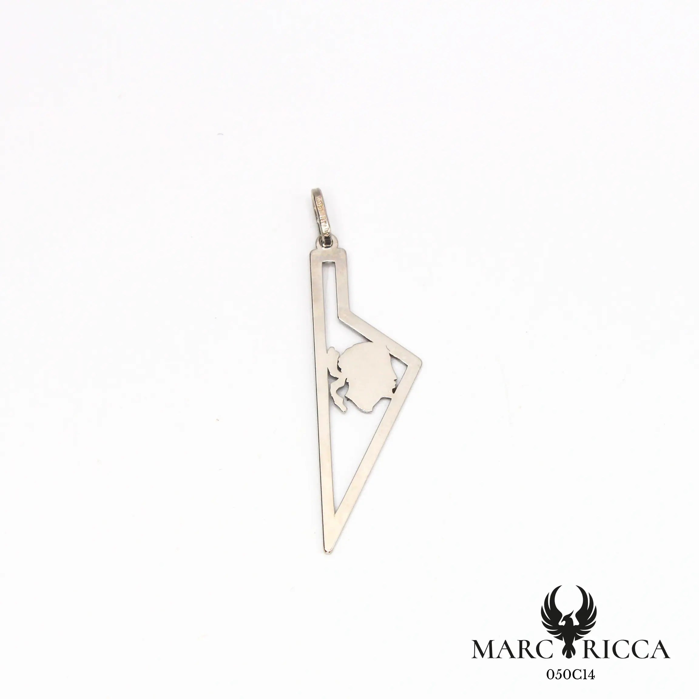 Pendentif corse stylisée avec tête de maure en argent ou vermeil