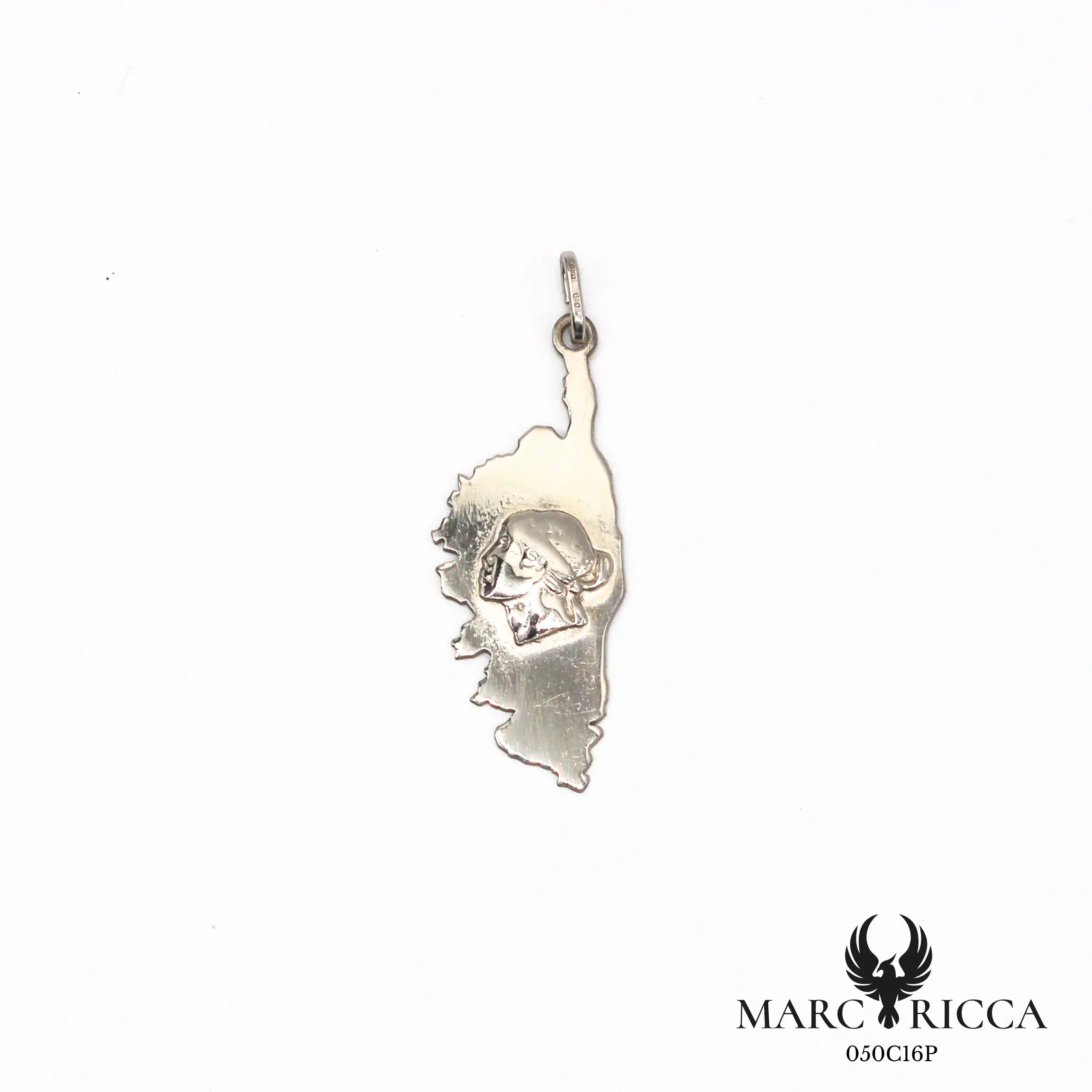 Pendentif corse avec tête de maure en relief en argent