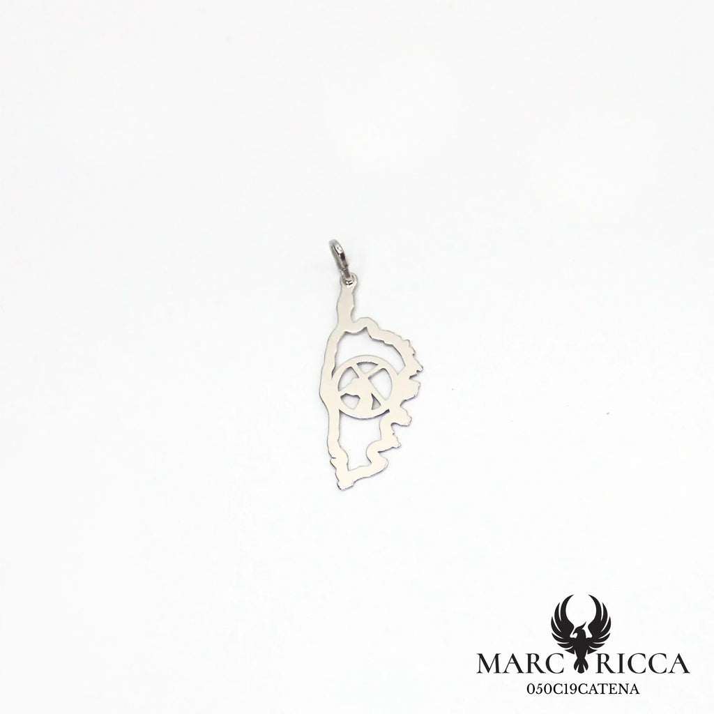 Pendentif corse en argent avec catenacciu au centre
