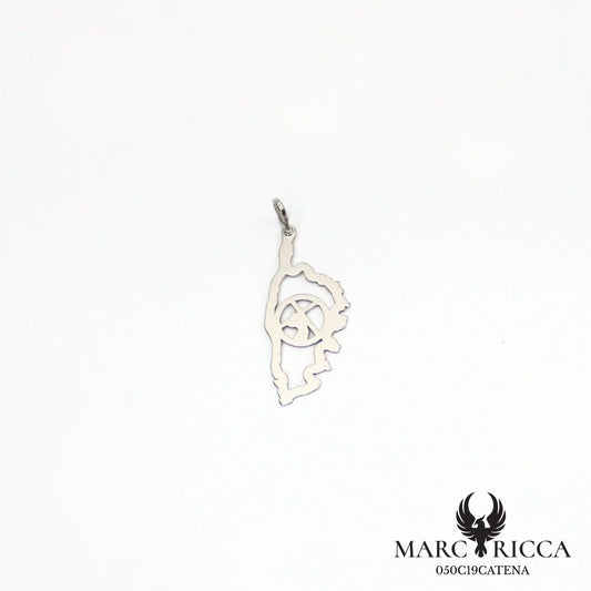 Pendentif corse en argent avec catenacciu au centre