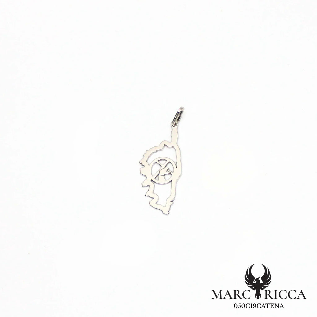 Pendentif corse en argent avec catenacciu au centre