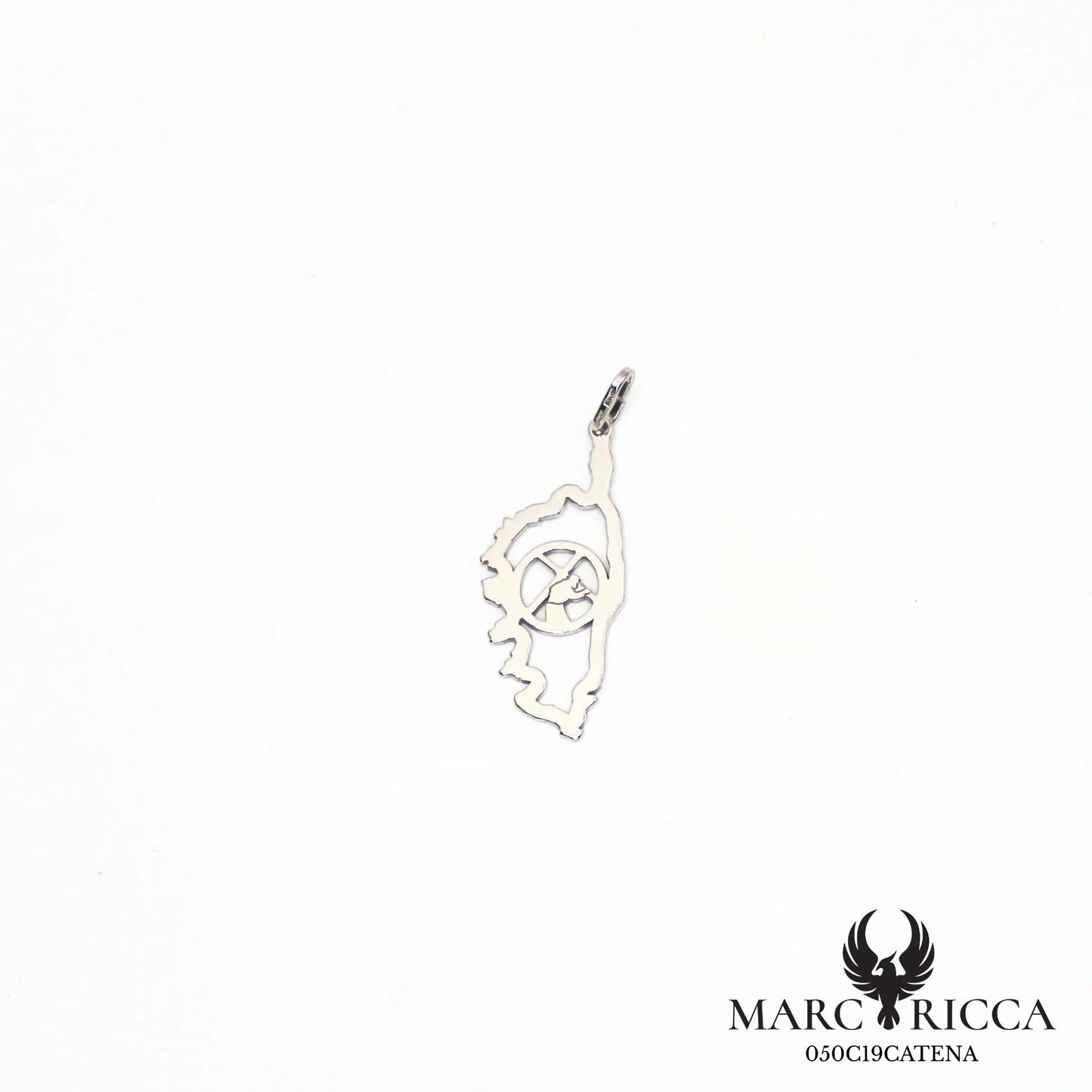 Pendentif corse en argent avec catenacciu au centre