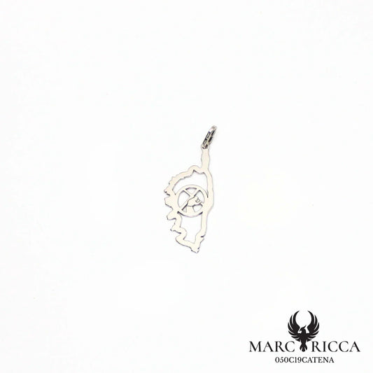Pendentif corse en argent avec catenacciu au centre