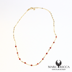 Collier chaîne en vermeil avec perles de corail