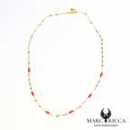 Collier chaîne en vermeil corail en grains de riz