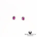 Boucles d'oreilles clous ovales zirconium rose