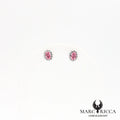 Boucles d'oreilles clous ovales zirconium rose