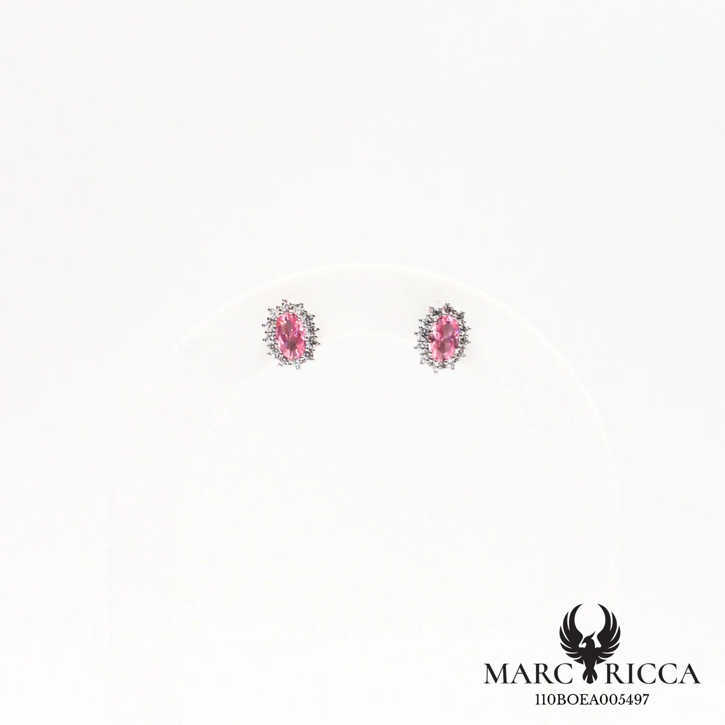 Boucles d'oreilles clous ovales zirconium rose
