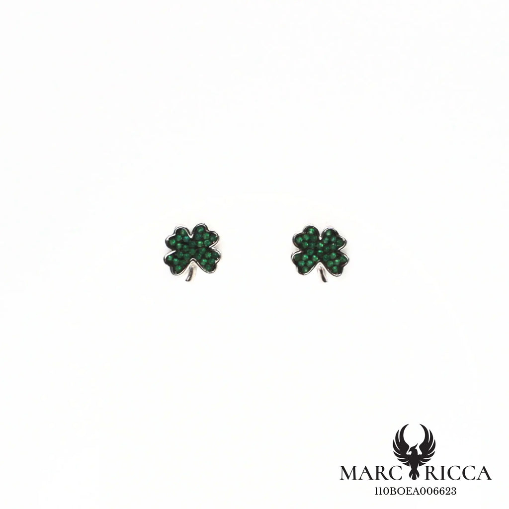 Boucles d'oreilles clous trèfles en argent