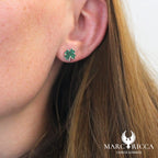 Boucles d'oreilles clous trèfles en argent